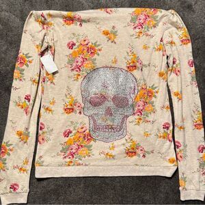Opium Society hoodie 💀 rhinestone skull 💀 lightweight 💀 Y2K 💀 medium